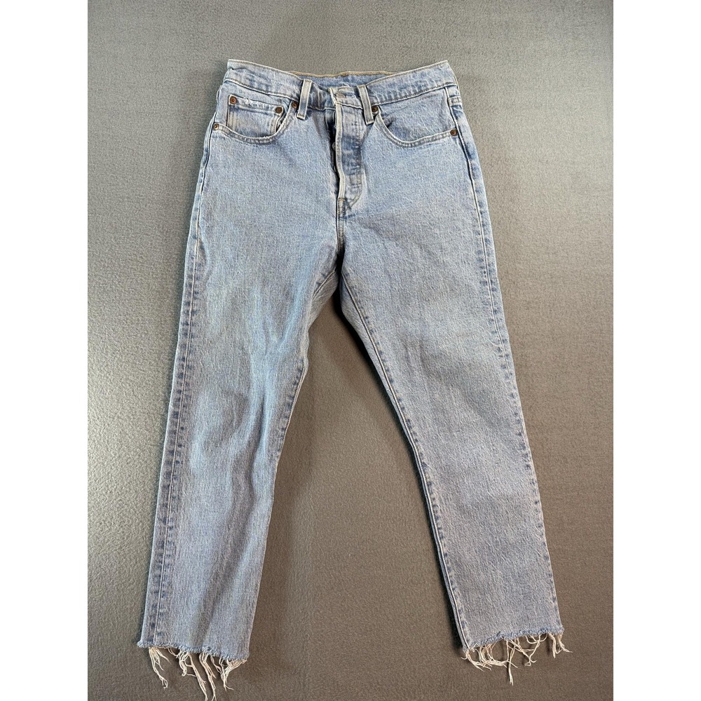 Levi's 501 Skinny Jeans Womens 27 Light Wash Blue High Rise Distressed Denim